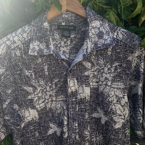Kenneth Cole B&W Floral Print Shirt